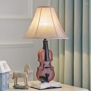Table Lamps Resin Violin Living Room Modern Desk Lamp Children's Bedroom Bedside Led Stand Light Fixtures Home Deco