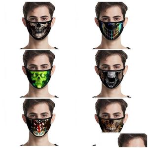 Designermasken staubdichte Modegesichtsmaske wiederverwendbares Mascarilla -Waschbeamter Anti -Dunst -SKL -Muster Falten Sie Festival Gesichtsbehandlung DHA6Y