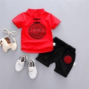 Giyim Setleri Yıl Giysileri Erkek Bebek Kız Kızlar Çin Tarzı Set Çocuk Tang Takım Baskılı T Shirt Şort Çocuklar3016