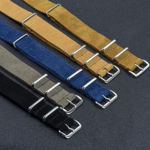 Watch Bands 20mm 22mm Brown Khaki Watchband Soft Suede Leather Nato Strap Wrist Quick Release Accessories Replacement2919