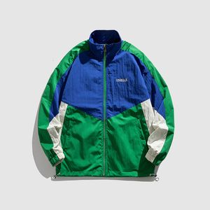 Skórzana skórzana faux Hip Hop Windbreaker Track Track Streetwear Vintage Color Block Patchwork Zip Up Płaszcz Męskie Sport Sports Menclothes 221122