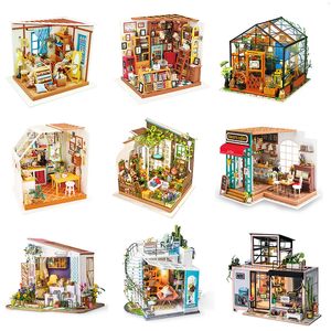 Accessori per la casa delle bambole Robotime Casa in miniatura in legno fai-da-te 1/24 Kit di costruzione di modelli fatti a mano Giocattoli per bambini Goccia per adulti 221122