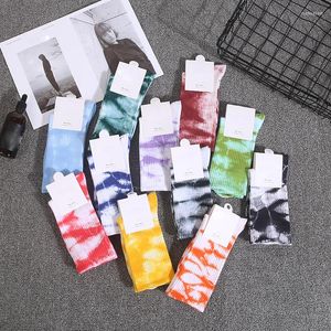 Women Socks Spring Summer Tie-dye Hip-hop Pure Color All Cotton Man And Woman Harajuku Japanese Fashion