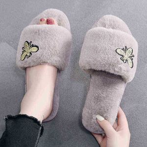 Pantofole di cotone invernale per la casa Femminile Caldo Studente Bambini Coperta Pelosa Casa Ape Modello Pantofole durevoli in peluche carino J220716