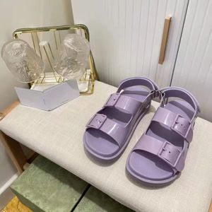 Sandals Roma Shoes Slides Nasual Shoes Beach Clipper Platform Candy 4 Color Buckle PVC Material Huostar Women G Women G Size 35-40