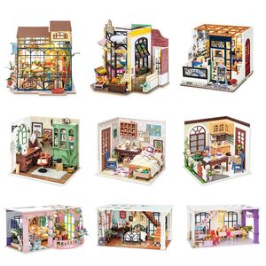 Doll House Accessories Robotime Diy Wood Miniature Dollhouse Toys for Children Women 221122