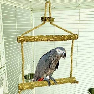 Andra husdjursförsörjningar Lovebird Finch Canary Budgie Cage Perch Stand Bridge Swing Climbing Wood Training Hammock Toy for Bird 221122