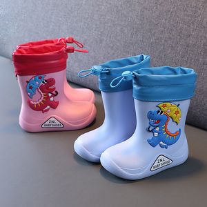 Botas Eva removível Plush Rain Boys meninas meninas da criança Sapatos infantis à prova d'água