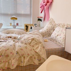 Bedding Sets Floral Ruffle Set King Size Soft Lovely Girl Room Decoration Quilt Sheet Fitted