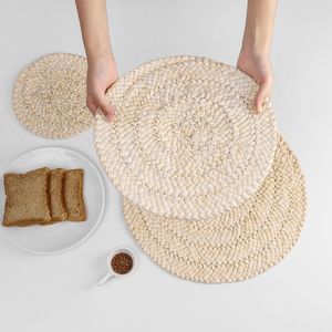 Cup Coasters Cotton Round Mats Woven Cute Coasters Drink Absorberande Super Heat Motent Thicken Non-Slip för drycker Great Housewarming Gift 1223749