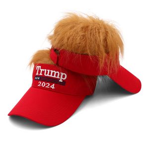 Trump 2024 Embroidery Hat With Hair Baseball Cap Trump Supporter Rally Parade Cotton Hats C1122