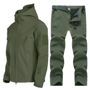 Herrjackor Norths Autumn Winter Byxor Vattentäta uppsättningar Fleece 2 -stycken TRACKSUITS Termisk kappa Fall Camping Vandring Skidbyxor Interchange Jacket Alc2