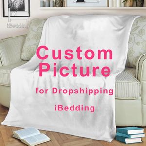 Blankets Custom Flannel Throw Blanket Personalized Po Fleece Sofa Christmas Gift Customized DIY Print on Demand Drop 221122