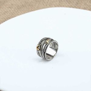 Ringe Schmuck Gold x Kreuz Männer Ring Doppel Designer Draht Klassisch für Twisted 18K Mode Frauen Geflochten Vintage Kupfer Verlobung Jubiläum