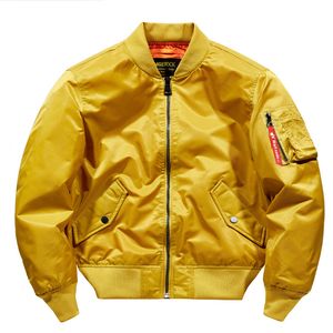 Herrläder faux vårens höst baseball bomber jacka mode hip hop streetwear gul svart marin armé flygvapen militär 221122