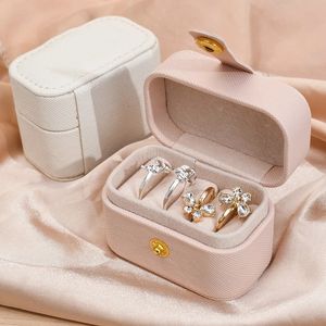 Mini Portable Jewelry Box Jewelry Organizer Display Travel Rings Holder PU Leather Earring Storage Boxes Wedding Gift Cases