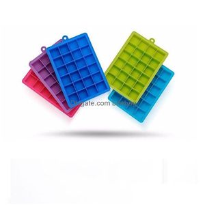 Glassverktyg matklass Sile mögel 24 gitter Ice Cube mod med tydliga lock grädde verktyg blå grön färg 7js e1 droppleverans hem dhtxw