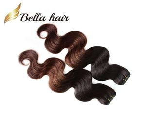 Brezilya Vücut Dalgası İnsan Saç Atkı 2 Ton Ombre Kraliçe Saç Ürünleri 1430 inç T Renk 3pcslot DHL Bella Hair9623120
