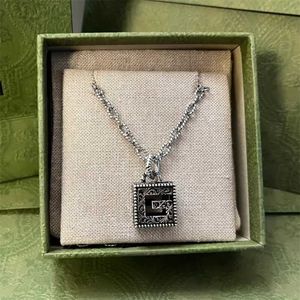 2023 Jewelry Necklace Elf Key Square Heart Double Sterling Silver Couple Gift