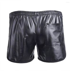 Herren-Nachtwäsche Cuasal Homewear Shorts Herren Tasche Mode Schwarz Boxer Leder Männliche Slips Home Hosen Unterwäsche Schlafhosen A50