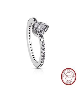 REAL 925 Sterling Silver CZ Diamond Ring med logotyp Fit Pandora Style Radiant Teardrop Ring Engagement Smycken f￶r kvinnor 196254CZ8060188
