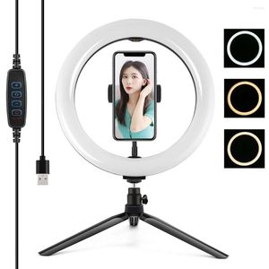 Flash Heads 3 F￤rgtemperatur Selfie Ring Light med stativstativ 10,2 tum 26 cm LED -videosats f￶r Vlog Tik Tok YouTube Makeup