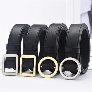 Belts 105x2.5cm Women Fashion No Holes Round Square Buckle Belt Ladies Accessories Without Dress Jeans