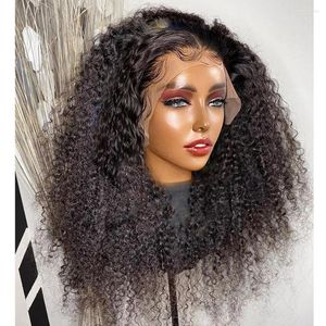 Afro kinky krullende x4 kanten frontale menselijk haarpruiken Braziliaanse glueuze front pruik verkoop Deep Wave voor vrouwen