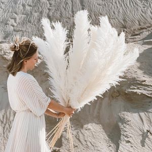 Decorative Flowers Wreaths 80CM Natural Pampas Grass Large Real Dried Reed Bouquet Decor for Home Party Wedding Flower Arrangement Decoration 221122