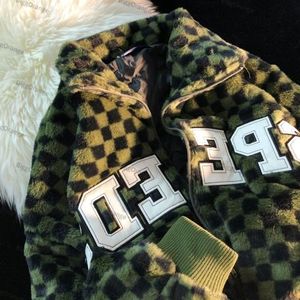 Herrläder faux retro high street checkerboard stå upp krage män bomullsrock par höst och vinter lös förtjockad lammjacka topp 221122