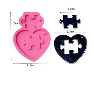 Hantverksverktyg Diy Sile Mold Heart Puzzle Nyckelring f￶r t￥rtdekoration Harts Gumpaste Fondant Sugar Craft Forms Ship 35 G2 Drop Deliver Dhjfr