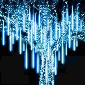 Decorazioni natalizie 30 cm 50 cm Impermeabile esterno 8 tubi Pioggia di meteoriti Led Luce colorata Stringa Decorazione dell'albero per la casa Navidad Garden Decor 221122