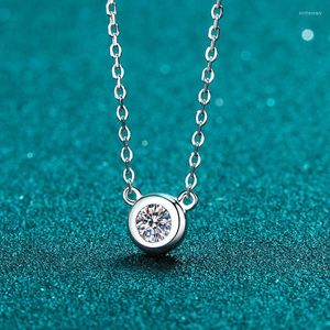 Chains Passed Diamond Test Perfect Moissanite 0.5-1 CT Round Necklace 925 Sterling Silver Chain Women Jewelry Luxury Wedding