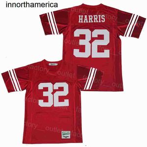 Film Football New Jersey High School 32 maglie Franco Harris Tutte cucite Hip Hop per gli appassionati di sport Puro cotone traspirante Squadra universitaria Colore Rosso Uniforme