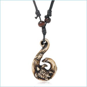 Pendant Necklaces Animal Ocean Wave Sea Turtle Necklaces Adjustable Long Chain Resin Fashion Jewelry For Women Men Gift Drop Deliver Dhxvy