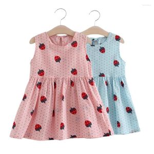 Girl Dresses Dress Colorful Loose Lovely Sleeveless Strawberry Swing Little Casual For Kids