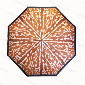 Simpatici ombrelli leopardati Hipster Designer automatico Ombrelli da sole di lusso Tessuto superiore Viaggi all'aperto Multifunzione Prodotti antivento