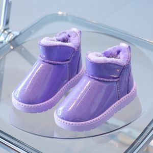 Boots Baby Girls Casual Snow Versatile Winter Korean Style Purple Simple Waterproof Kids Fashion Boys Round-toe Ankle 221122