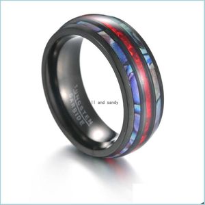 Band Rings 8Mm Tungsten Carbide Ring Band Finger Imitation Opal Rings For Women Men Fashion Jewelry Drop Delivery Dhb9V