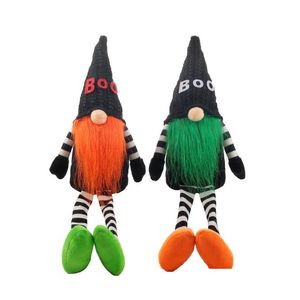 Andra festliga festförsörjningar Halloween Party Ornaments Boo Hat Long Ben Faceless Dolls Black Witch Gnomes Doll Plush Toys Gift Dhkpo