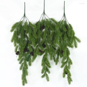 Dekorative Blumen, 80 cm, künstliche Pflanzen, Weihnachtsgirlande, grüner Rattan-Kranz, Weihnachtsparty-Dekoration, Kiefernbaum, Jahr, Zuhause, hängende Ornamente