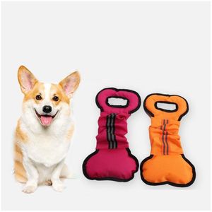 Köpek oyuncakları Pet Dog Toys Chewers Interactive Pl Chew oyuncak kemik şekli tuval Dayanıklı Eğitim Yeni Varış 4 5LCA L1 Bırak Teslimat DH7B8