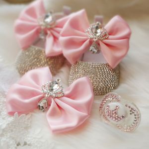 Primeiro Walkers Dollbling Nascido 3 Peças Conjunto de presentes de luxo Banda da cabeça Rosa Pink Lolita Crown Diamond Jewels Layette Sparkly Ballet 221122