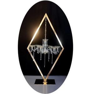 Upscale Party Decoration 110CM Height Metal Diamond Chandelier Wedding Banquet Table Centerpieces Candle Holder For Baby Shower Layout Props