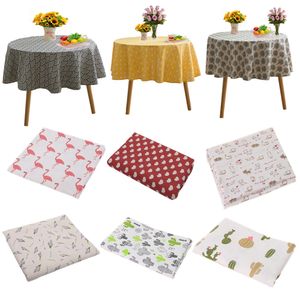 Table Cloth Round 150cm Linen Cotton Printed Floral Home Dinning Cover Tea cloth Overlay Christmas Wedding Decors 221122