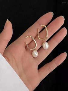 Stud Earrings RY Pure 925 Sterling Silver Oval 8-9mm Fresh Water White Pearls Studs Women Fine Pearl Clasps