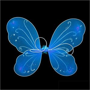 Украшение вечеринки Дети Хэллоуин вечеринка косплей Colorf Unisex adt Kid Wings Fairy Prome Up Dance Performance Props 10 Colo dhutj