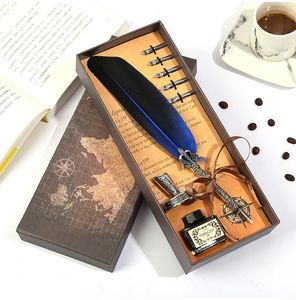 Fountain Pens Vintage Calligraphy Feather Dip Sets Ink Stationery Quill Creative Retro Writting School Office Supplies 221122