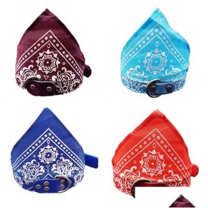 Dog Collars Leashes Dog Neck Scarf Bandana Triangar Floral Prints Cat Collars Fashion Doggy Necklaces Fit Party Decoration Plus Si Dhbxv