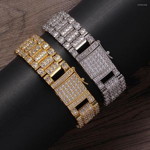 Link Bracelets 18mm Bracelet Iced Out Fashion Brass 7inch 8 Inch Hip Hop Men's Jewelry CZ BB101